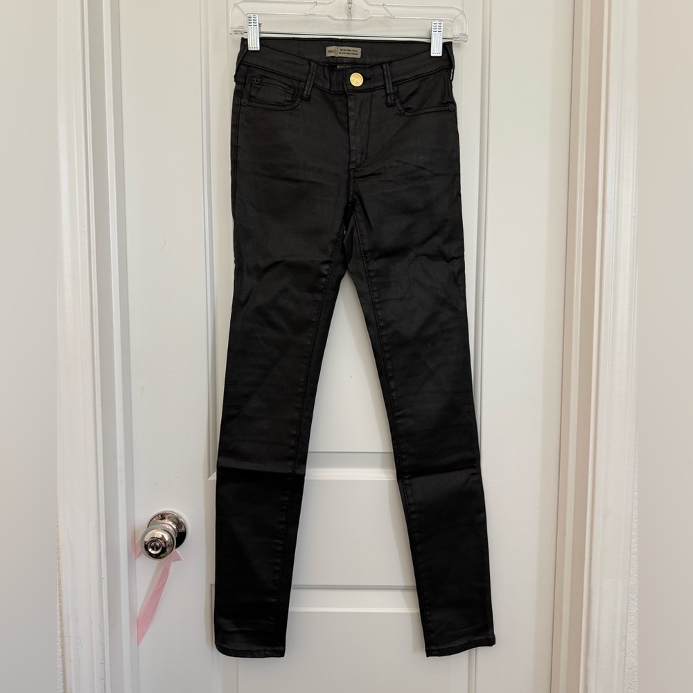 NWOT — TRUE RELIGION Halle mid-rise super skinny jeans, Size 24, Shiny black